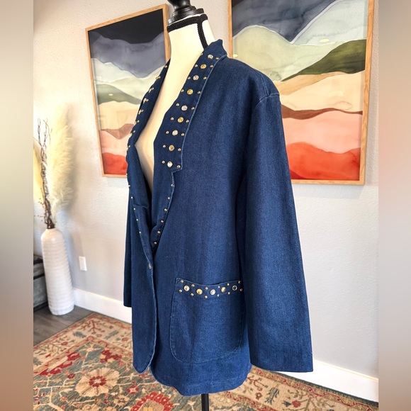 Vintage Danielle Denim Blazer with Studs and Gems - Picture 7 of 11